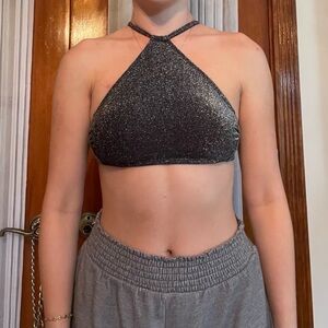 LAST DAY LEFT TO BUY Wild Fable Gray/Black Glitter Crop Top